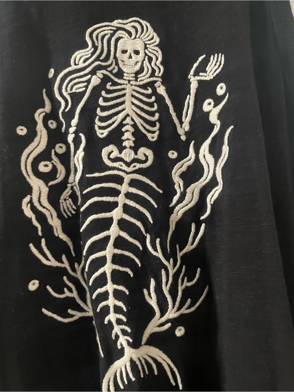 Torrid Black Tank Top with White Skeleton Mermaid Graphic - Picture 2 of 5